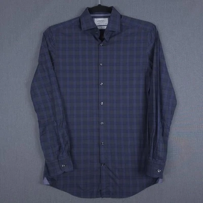 Camisa de Vestir Charles Tyrwhitt Para Hombre 15.5 39 Azul Gris Cuadros Extra Ajustado Botón Foto 1 de 4