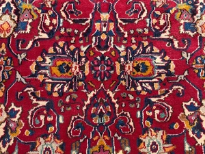 RED VINTAGE RUG 8x12 ANTIQUE HAND-KNOTTED handmade BLUE oriental real fine 9x12 - Picture 1 of 22