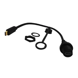 USB 3.1 Type-C Male to Female Car Flush Panel Mount Extension Waterproof Cable a - Afbeelding 1 van 11