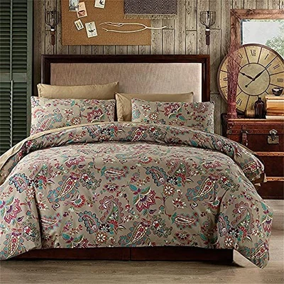  Juego de funda nórdica vintage con estampado de cachemira para ropa de cama boho 800TC 3 piezas - salvia completa Foto 1 de 4