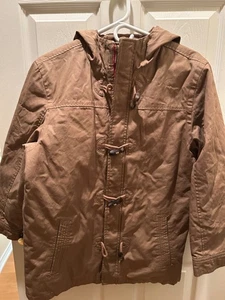 Old Navy Brown womens front zip Toggle hoody jacket pockets button cuffs Sz XL - Picture 1 of 7