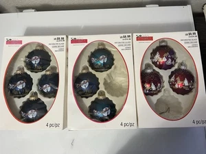 VTG Christmas by Krebs 10 Glass Ornaments Red Gold Glitter, Blue Gold Glitter - Picture 1 of 11