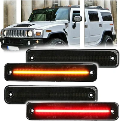 4PCS Smoked Led Front&Rear Amber Red Side Marker Lights For Hummer H2 2003-2009 - Изображение 1 из 4