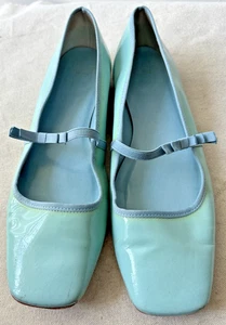 Frances Valentine Damenschuhe Größe 9,5 B Mary Jane türkis Lackleder flache Schuhe guter Zustand - Bild 1 von 8
