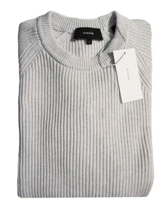 Neu mit Etikett Vince Gr. S Herren Strickpullover kaum grau gerippt Raglan Baumwolle - Bild 1 von 2