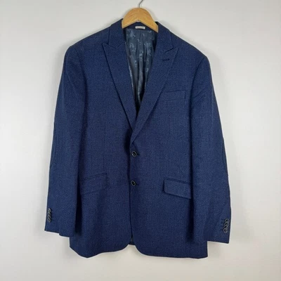 Abrigo Deportivo Joseph Abboud Heritage Hombre Azul Marino Blazer 42 Largo Lino Mezcla Lana Foto 1 de 4