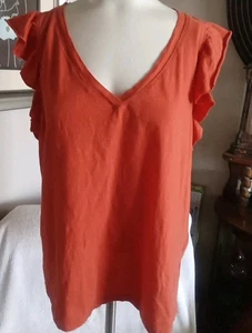 Sundance Pullover T-Shirt orange Baumwolle Rüschenärmel Gr. M - Bild 1 von 12