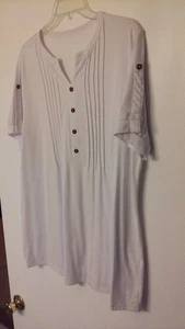 Weißes Hemd Knopf & Rippstitch Detail Kurzarm Oberteil mit Knopf geräumig XL - Bild 1 von 4