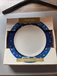 VTG Sakura Galaxy Holiday Dinnerware Set of 4 Blue Dinner Plates 14K Stars - Picture 1 of 7