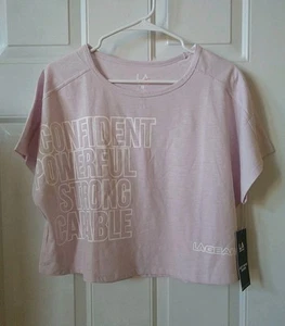 LA GEAR WOMEN'S CONFIDENT STRONG CAPABLE CROP T-SHIRT, SIZE L - Picture 1 of 2