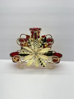 Candelabro de pascua metal dorado Navidad centro de mesa  Foto 1 de 4