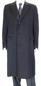 JUSTER'S~EC!!~VINTAGE CHARCOAL GRAY PURE WOOL MENS 40L LONG OVERCOAT USA - Picture 1 of 11