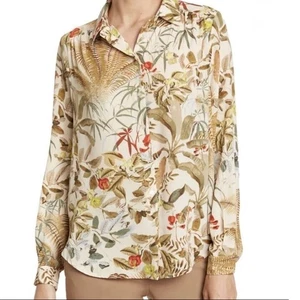 H&M Button Down Shirt Tropical Leaf Print Damen Größe S - Bild 1 von 9