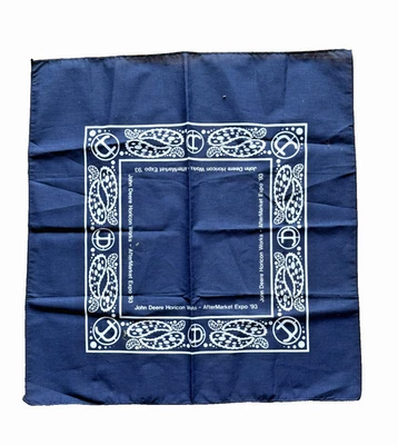 Pañuelo vintage John Deere azul 1993 Horicon Works bandana 22'x20" occidental Foto 1 de 3