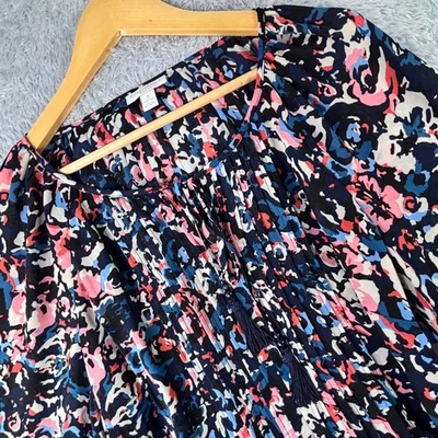 Blusa campesina Charter Club para mujer 2X talla grande ajustada manga larga floral multicolor Foto 1 de 4