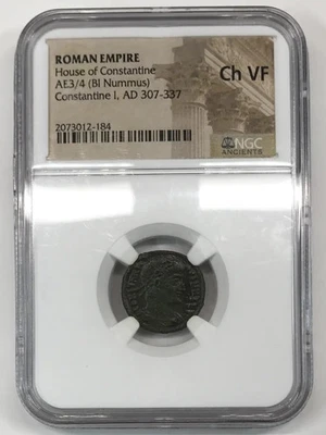 Roman Empire House Constantine I AD 307-337 AE3/4 BI Nummus NGC Ancients Ch VF - Image 1 of 3