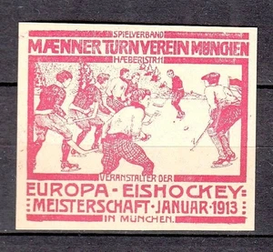 425595/ Reklamemarke – Europa Eishockey Meisterschaft München 1913 - ungebraucht - Picture 1 of 1