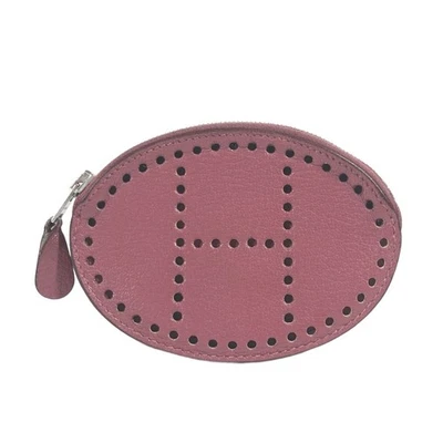 HERMES Evelyne H Logo Cartera Compartimiento para Monedas Monedero Cuero Púrpura Foto 1 de 4