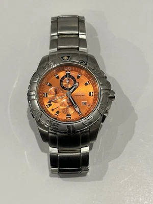 Festina Chronograph Bike Alarm Tour de France 100m Watch #16162 Silver Orange - Image 1 of 4
