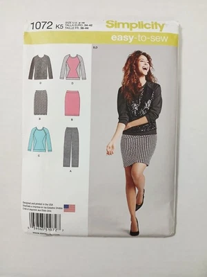 1072 Simplicity Sewing Pattern.  Misses Knit Pants, Skirt, Top. Size 8-16 - Image 1 of 3