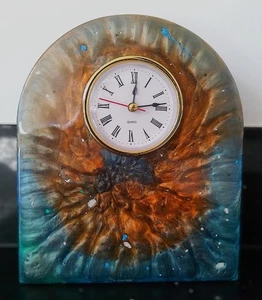 🕰️ Handmade Resin Dome Clock – Multicoloured Marble Design - Picture 1 of 3