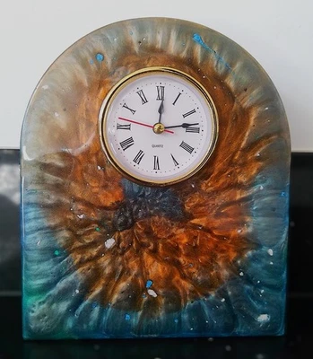 🕰️ Handmade Resin Dome Clock – Multicoloured Marble Design - Image 1 of 3