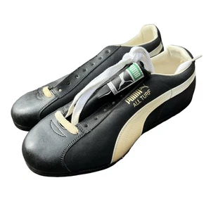 Vintage Puma All Turf Leather Soccer Shoes Sz 8 Mens Cleats Black White D-91410 - Picture 1 of 8