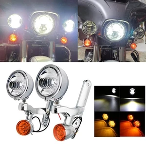 4.5" Passing Fog Light Turn Signals Bracket Fit For Harley Electra Glide 94-2023 - Picture 1 of 12