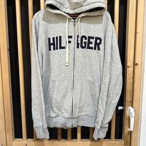 Tommy Hilfiger Hoodie Mens Large Full Zip Sweatshirt Embroidered Streetwear - Picture 1 of 9