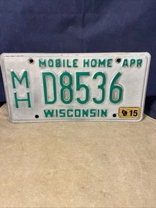 2015 Expired Wisconsin MOBILE HOME License Plate MH D8536 - Bild 1 von 5