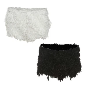 Womens Streetwear Casual Hot Pants Dinner Shorts Fully Fuzzy Waistband Elastic - Foto 1 di 30