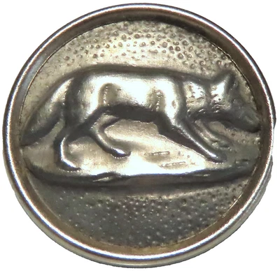 ANTIQUE 19th C. HUNT/SPORT BUTTON w/FOX ~ GRENOBLE, FRANCE BACK MARK - Image 1 of 2