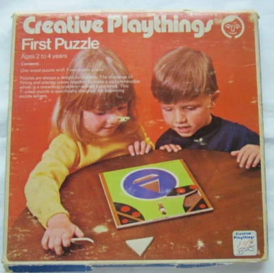Creative Playthings First Puzzle Wooden 7 Piece Puzzle with Box~#1 of 3~ Vintage - Image 1 of 4