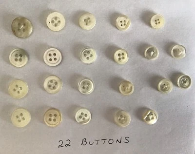22 VTG Mother Of Pearl/Natural 4-Hole Sew Through Buttons - Fair/Good Condition - Image 1 of 3