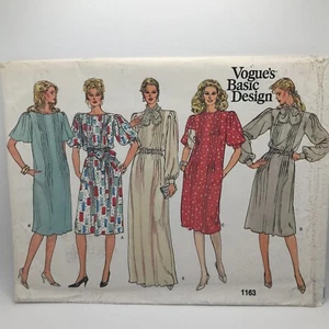 Vogue Basic Design 1163 Misses Sz 12 Dress Sash Belt Tie Sewing Pattern FF UC - Picture 1 of 5
