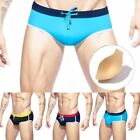 Summer Men's Sexy Swimwear with Big Pouch and Strap in Black Blue or Dark Blue