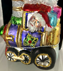 Santa In Train, Sterling Designers Studio Hand Crafted Glass Christmas Ornament