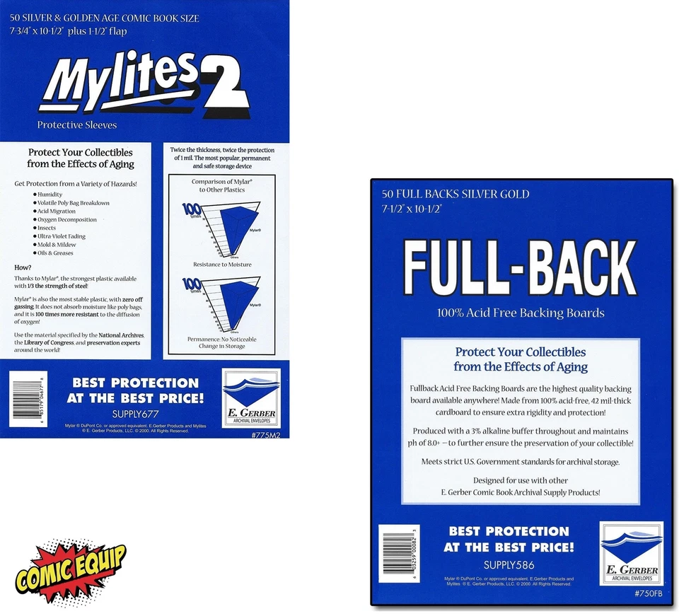 50 bolsas Mylites2 PLATA/DORADO Mylars y placas traseras completas 42pt 775M2/750FB E.Gerber Foto 1 de 1