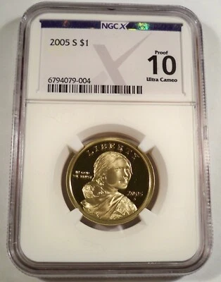 2005-S NGC PF10UCAM PROOF SACAGAWEA DOLLAR DEEP CAMEO PR 10 70 - Image 1 of 3
