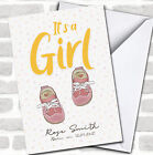 Pink Baby Shoes White Yellow A Girl Name New Baby Pregnant Personalised Card
