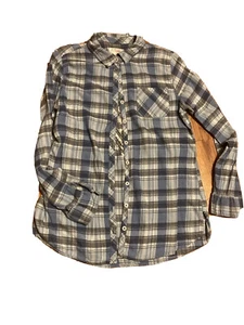 Justice Girls Blue Plaid Button Down Flannel Shirt Size 20 XL Embroidered Back - Picture 1 of 4