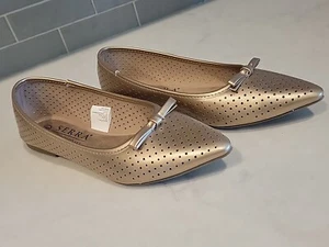 Serra Ladies Flats Gold Size 8 Bows Cute - Picture 1 of 11