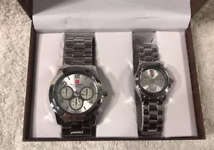 $249.99 Luis Cardini His & Her Metal Link Stylish Set of Watches NIB 80% OFF #22 - Picture 1 of 6