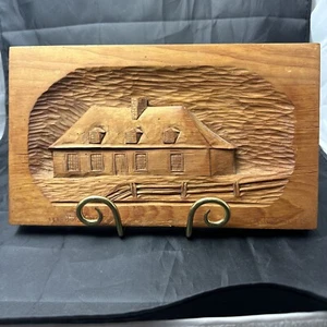 RARE WALL HANGING WOOD CARVING SCULPTURE CANADIAN QUEBEC ARTIST M.JUBINVILLE - Picture 1 of 10