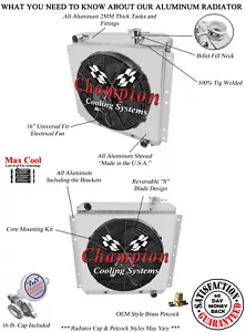 2Row 1" Radiator,16" HI-Performance Fan,Shroud 58-84 Toyota Land Cruiser FJ40 V6 - Picture 1 of 7