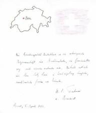 Switzerland Hans-Peter Tschudi 1913-2002 autograph card 8"x12" signed Bundesrat