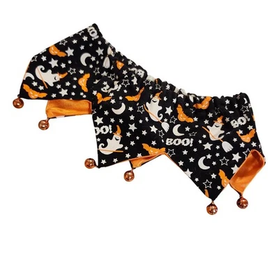 Collar Scrunchie Simply Dog XS/Pequeño Halloween con Campanas Estampado de Murciélago Fantasma Foto 1 de 4