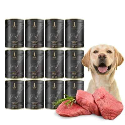 Hundefutter Nassfutter Hund Getreidefrei 12x 800g Dosen Monoprotein Rind 1Dog - Bild 1 von 4