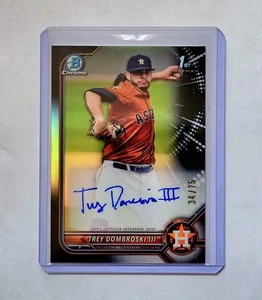 Bowman Chrome Draft Refractor 2022 primera edición Trey Dombroski automático/75 negro - Imagen 1 de 1