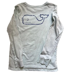 Vineyard Vines Long Sleeve T Shirt Youth XL Light Blue Whale Logo Graphic Tee - Picture 1 of 5